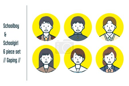 Illustration for This is a set of illustrations of Gaping male and female students. - Royalty Free Image