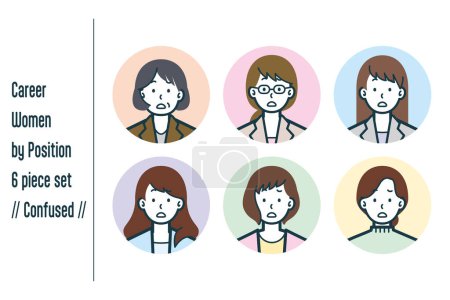 Illustration for This is a set of illustrations of career women for each Confused position. - Royalty Free Image