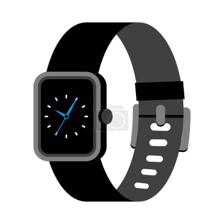 Illustration for Black smart watch, clock, time illustration. - Royalty Free Image