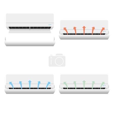 Illustration for It is an illustration of the same home appliances set _ air conditioner and food. - Royalty Free Image