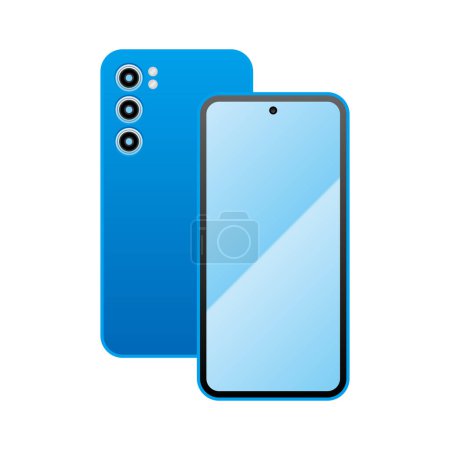 Téléchargez les illustrations : C'est une illustration d'un smartphone bleu. - en licence libre de droit