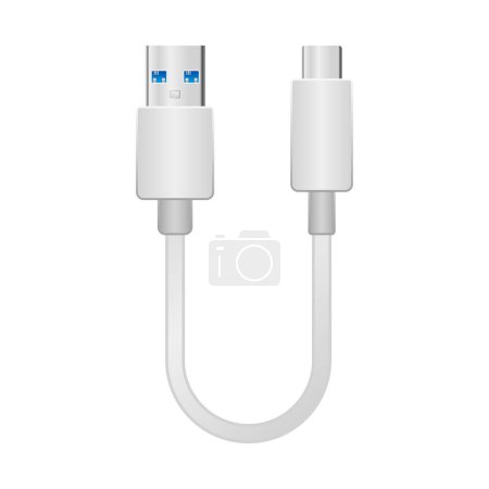It is an illustration of USB Type-C from white conversion cable _usb Type-A 3.0.
