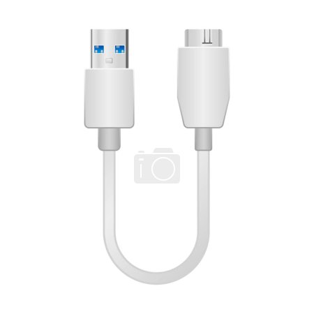 This is an illustration of Micro USB Type-B 3.0 from white conversion cable _USB Type-A 3.0.