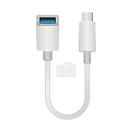 White conversion cable _USB Type-A 3.0 It is an illustration of USB Type-C from Femalee.