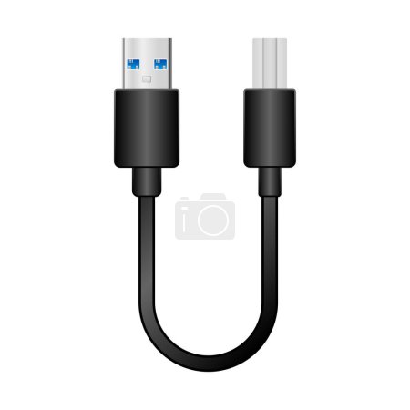 It is an illustration of USB Type-B 3.0 from black conversion cable _USB Type-A 3.0.