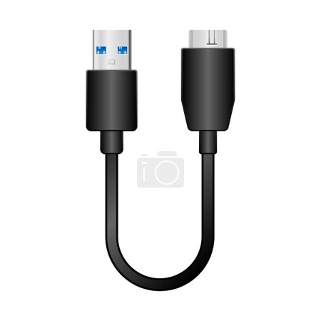 Ilustración de Esta es una ilustración de Micro USB Tipo-B 3.0 de cable de conversión negro _ usb Tipo-A 3.0. - Imagen libre de derechos