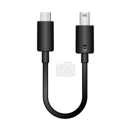 It is an illustration of a black conversion cable _usb Type-C to a mini USB Type-b.