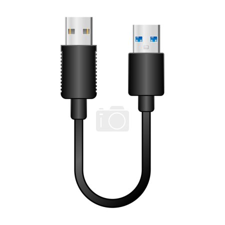 It is an illustration of USB Type-A 3.0 from black conversion cable _USB Type-A 2.0.