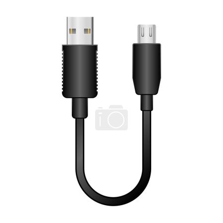 Ilustración de Esta es una ilustración de Micro USB Tipo-B 2.0 de cable de conversión negro _ USB Tipo-A 2.0. - Imagen libre de derechos