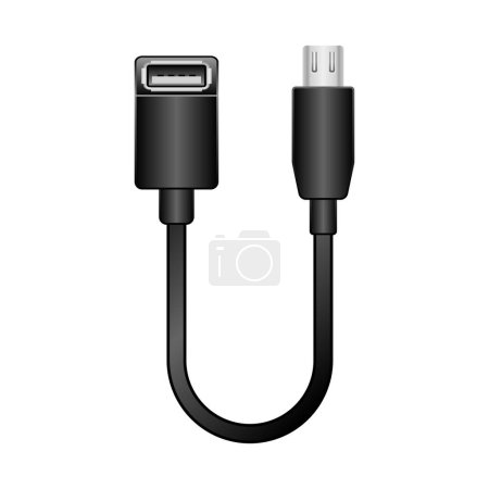 Ilustración de Cable de conversión negro _ USB Tipo-A 2.0 Esta es una ilustración de Micro USB Tipo-B 2.0 de Femalee. - Imagen libre de derechos