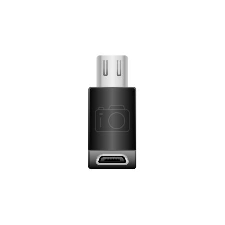 Ilustración de Adaptador de conversión negro _ Micro USB Tipo-B 2.0 Ilustración masculina y femenina. - Imagen libre de derechos