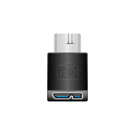 Ilustración de Adaptador de conversión negro _ Micro USB Tipo-B 3.0 Ilustración masculina y femenina. - Imagen libre de derechos