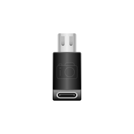 Ilustración de Es una ilustración de USB Type-C del adaptador de conversión negro _ Micro USB Type-B 2.0. - Imagen libre de derechos