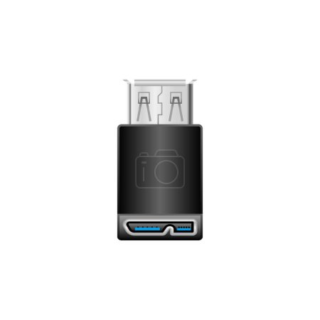 Ilustración de Esta es una ilustración de Micro USB Tipo-B 3.0 de un adaptador de conversión negro _ usb Tipo-A hembra. - Imagen libre de derechos