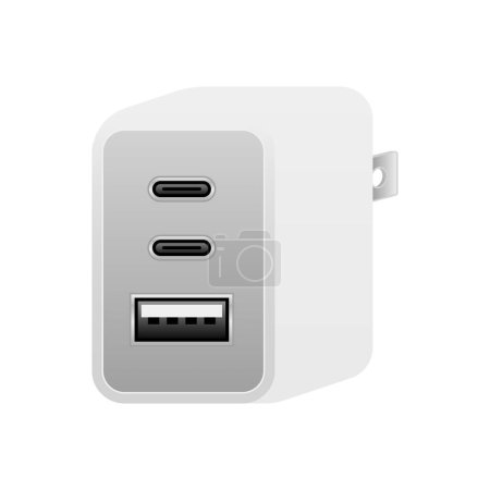 Weißes USB-Ladegerät _ usbtype-C 2 Port & USB Typ A 2.0 1 Port Abbildung.