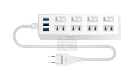 Adaptador de fuente de alimentación blanca _ 4 Es una ilustración de 3 puertos de 3.0 puertos de la boca y tipo USB.