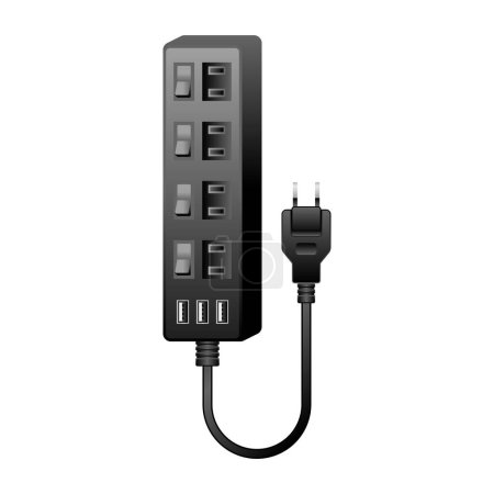 Black Power Power Adapter _4 It is an illustration of 2 ports of 2.0 2 -port.