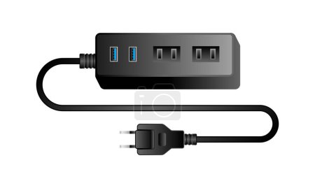 Black power adapter _2 It is an illustration of a 2 -port with a 3.0 2 port.