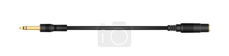 Illustration for It is an illustration of a horizontal conversion cable _6.3mm stereo plug6.3mm stereo jack. - Royalty Free Image