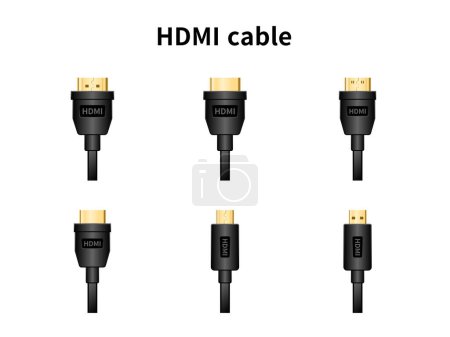 Es un conjunto de ilustración de cable HDMI.