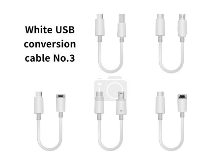 It is an illustration set of the white USB conversion cable No.3.