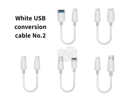 It is an illustration set of the white USB conversion cable No.2.