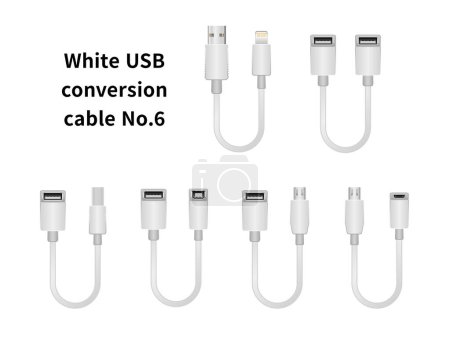 Ilustración de Es un conjunto de ilustración del cable de conversión USB blanco No.6. - Imagen libre de derechos