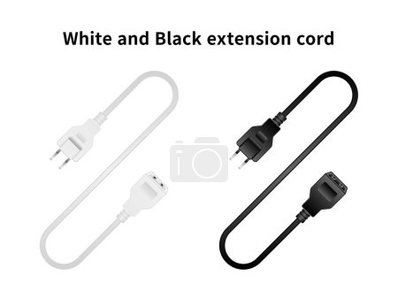 It is an illustration set of black and white extension cord.