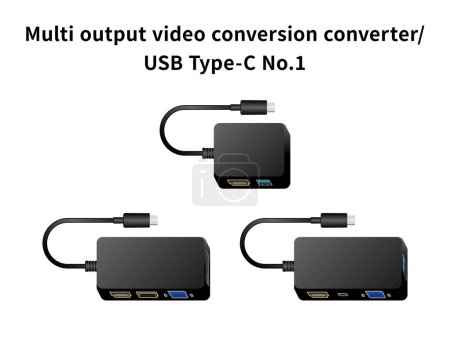 This is an illustration set of multi-output video conversion converter/USB Type-C No.1.