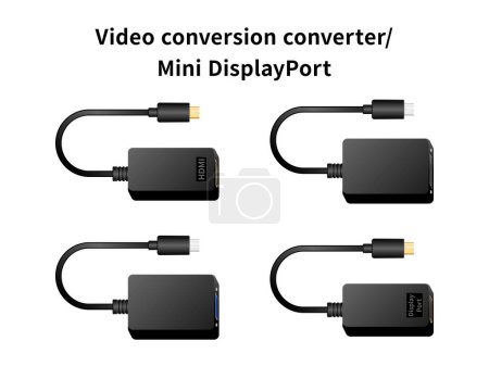 Es un conjunto de ilustración de conversión de vídeo convertidor / MINI DisplayPort.