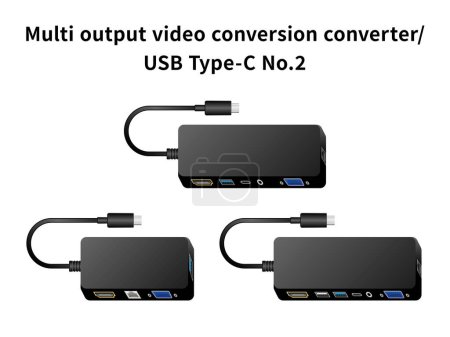 This is an illustration set of multi-output video conversion converter/USB Type-C No.2.