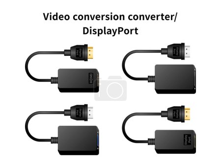 Video conversion converter/DisplayPort illustration set.