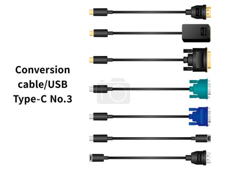 Conversion cable/USB Type-C No.3 illustration set.