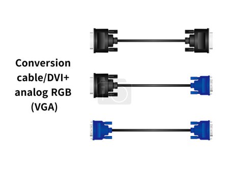 Es ist eine Illustration Satz von Konvertierungskabel / DVI + analogen RGB (VGA).