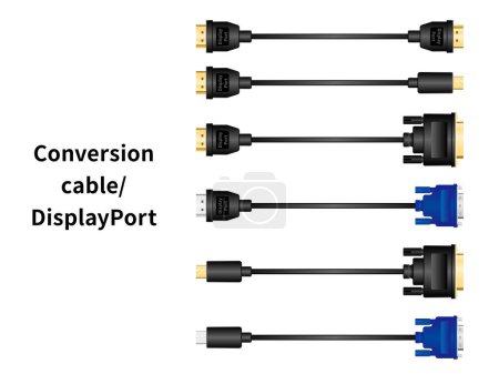 Conversion cable/DisplayPort illustration set.
