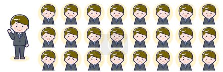 Illustration for This is an illustration of a set of male facial expressions. - Royalty Free Image