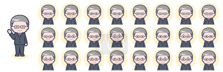 Illustration for This is an illustration of a set of facial expressions for a man and an old man. - Royalty Free Image