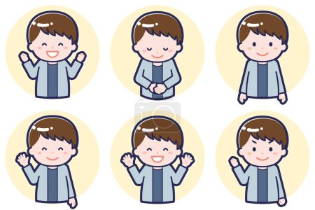 Illustration for This is an illustration of a male pose set. - Royalty Free Image