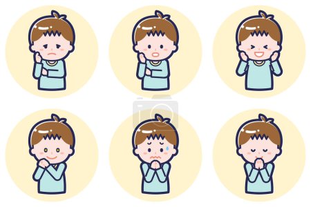This is an illustration of a boy's pose set.