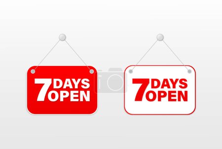 Illustration for 7 days open signs vector - Royalty Free Image