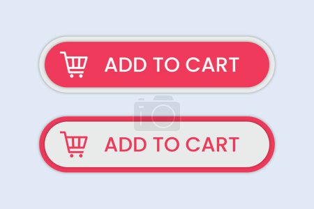 Téléchargez les illustrations : Add to cart buttons with shopping cart icon vector - en licence libre de droit