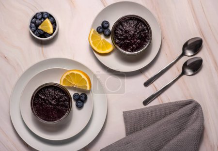 Photo for Food photography of cheesecake, blueberry, lemon, dessert - Royalty Free Image
