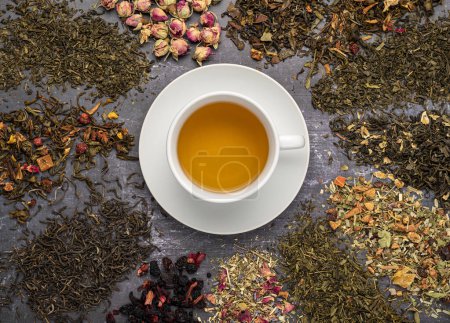Fotografia żywności z zielonej herbaty, ziół, ziół