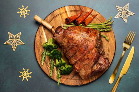 Photo for Food photography of roasted lamb, meat, butchery, garnish - Royalty Free Image