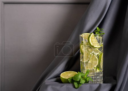 Photo for Blank drink photography of cocktail; mojito, beverage; drink; tonic; lemonade; lime; mint, ice; bar; soda; freshness - Royalty Free Image