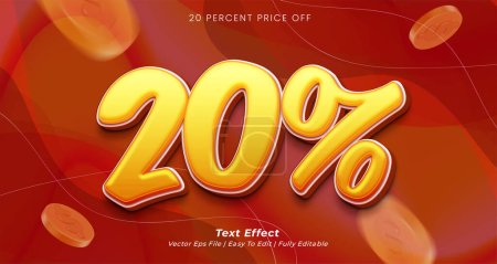 Illustration for Twenty percent for sale banner text effect editable 3d text style - Royalty Free Image