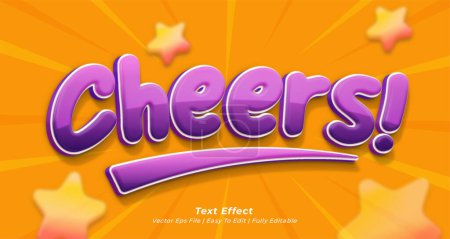 Ilustración de Cheers efecto de texto editable estilo de texto 3d - Imagen libre de derechos