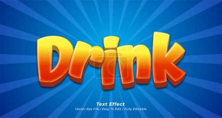 Ilustración de Beber efecto de texto editable cómic y dibujos animados estilo de texto 3d - Imagen libre de derechos