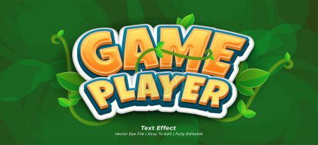 Illustration for Game player text effect editable 3d text style - Royalty Free Image