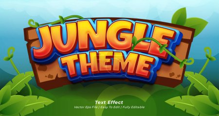 Ilustración de Selva tema título juego efecto de texto con estilo de texto 3d editable - Imagen libre de derechos